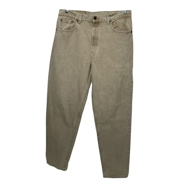 Vintage Levis 550 Men's 38 x 34 Relaxed Fit Cream Distressed Straight Jeans - Picture 1 of 11